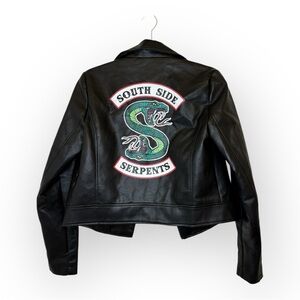 Riverdale South Side Serpents Faux Leather Moto Jacket Cropped Biker S/M